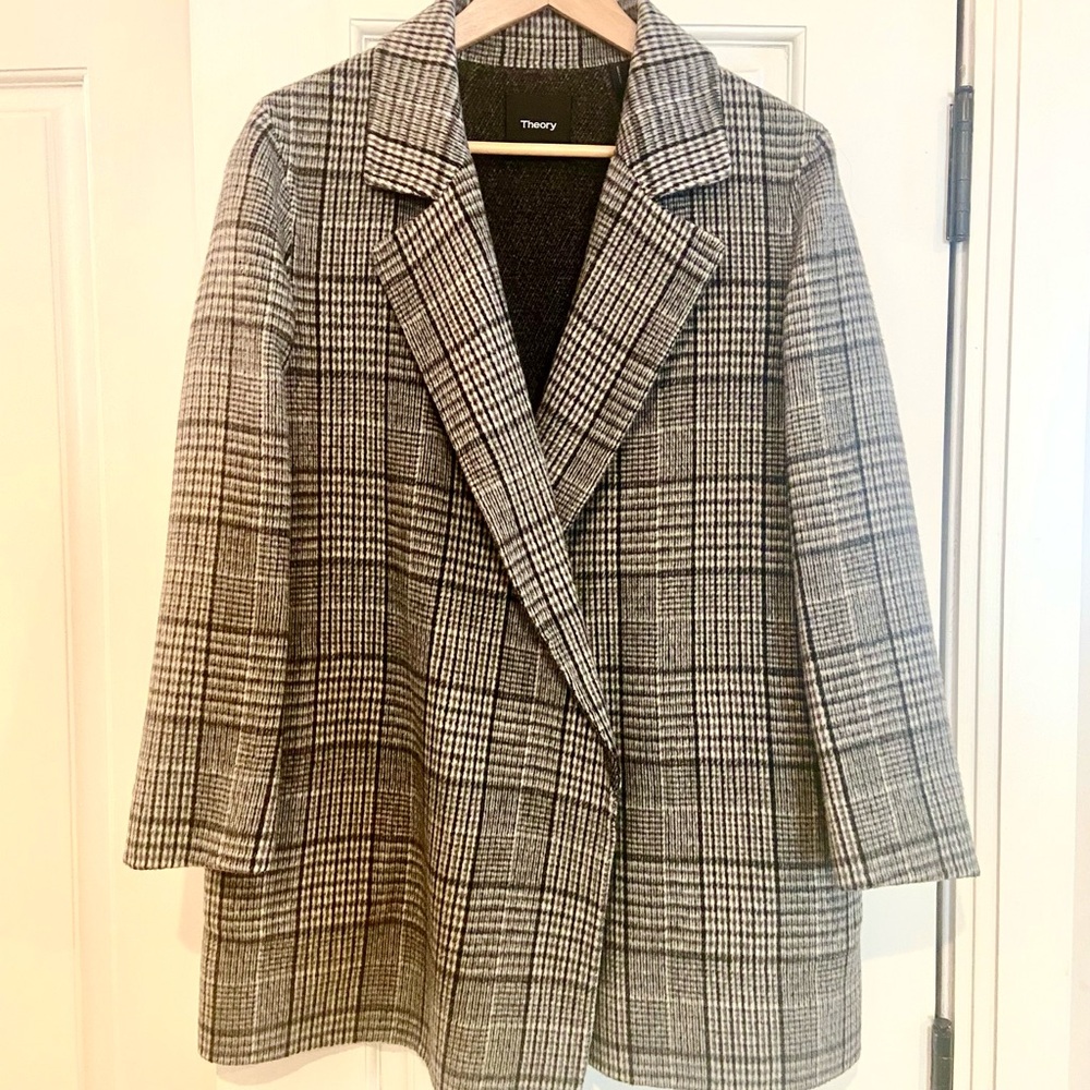 Theory Women's Plaid Jacket - Black and White
